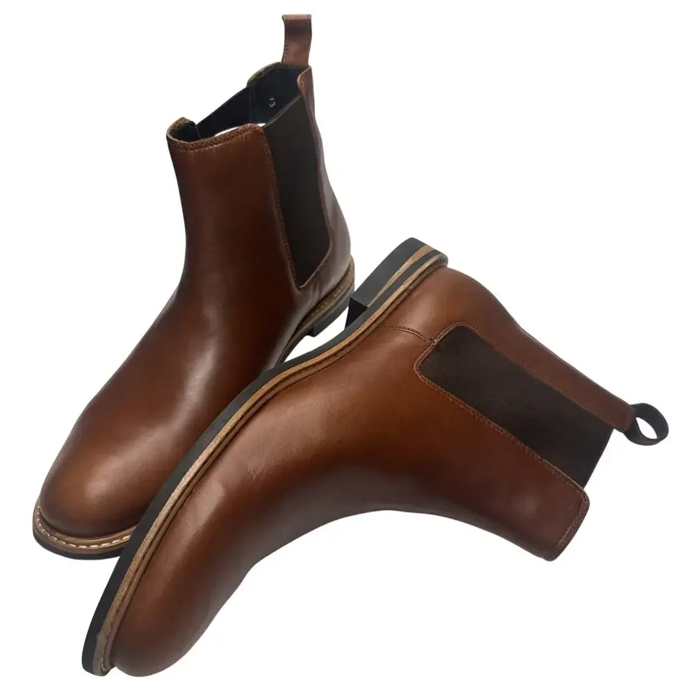 Nisolo All-Weather Chelsea Boots Men’s 13 Brandy Brown Leather Pull-On NEW